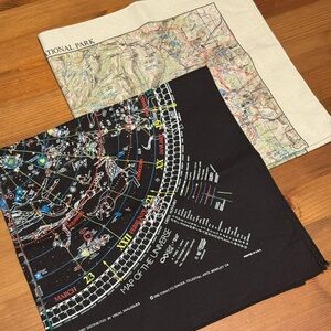Two Map Print Bandanas - Yosemite and Celestial